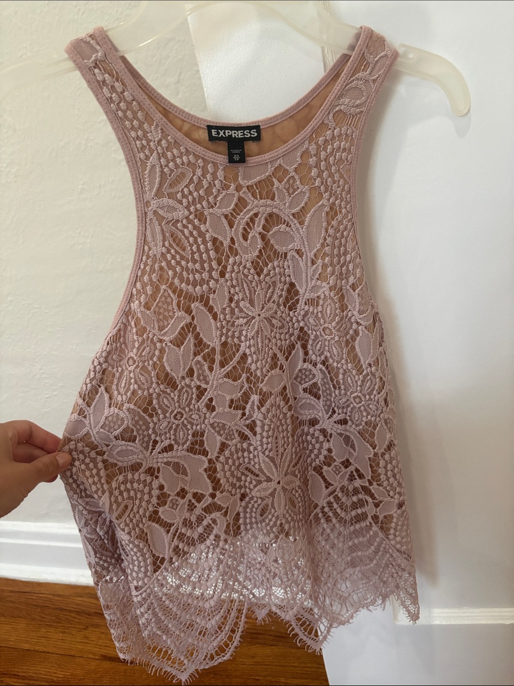 Express Lace Racerback Tank Top - Dusty Mauve
